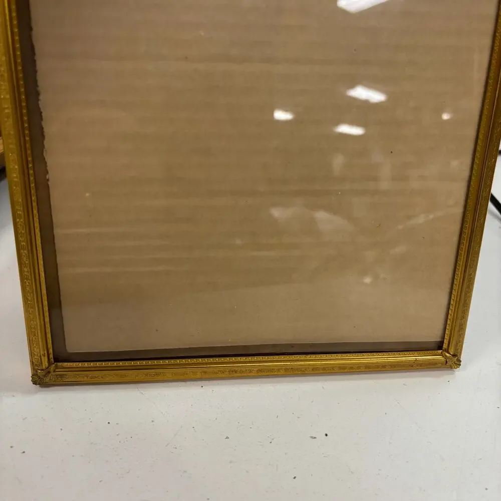 VTG 8x10 Gold Tone Metal Picture Frame Mid-Century Embossed Border Regency
